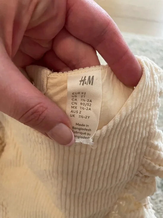 H&M Cream Ribbed Ruffle One-Piece - Picture 4 of 5